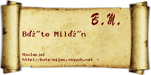 Büte Milán névjegykártya